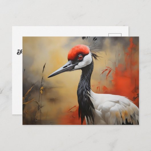 Roter Kranich nah Postkarte (Vorne/Hinten)