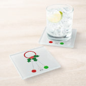 Roter Kranz und Jingle Bells Weißer Untersetzer (Schrägansicht)