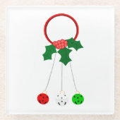 Roter Kranz und Jingle Bells Weißer Untersetzer (Vorderseite)