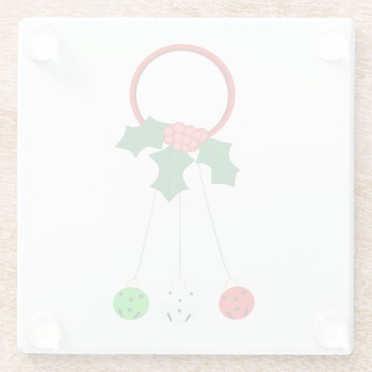 Roter Kranz und Jingle Bells Weißer Untersetzer (Rückseite)