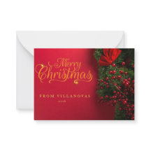 Roter Kranz Vintage-Schriftzug Frohe Weihnachten P