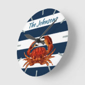 Roter Kräuterkrebs im Küstenbereich Runde Wanduhr (Winkel)