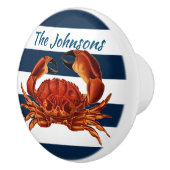 Roter Krebs an der Küste - Nautische Streifen Keramikknauf (Rechts)