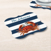 Roter Krebs an der Küste - Nautische Streifen Untersetzer (angewinkelt)