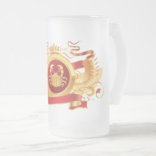 Roter Krebs Baron-"Tierkreis" 16-Unze-mattierte Mattglas Bierglas (VorderseiteRechts)