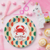 Roter Krebs Meeresfrüchte Nautische Streifen geome Pappteller (Party)