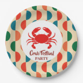 Roter Krebs Meeresfrüchte Nautische Streifen geome Pappteller (Vorderseite)