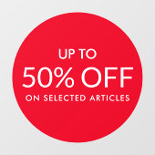 Roter Kreis Bis zum benutzerdefinierten %-Verkäufe Fensteraufkleber (Blatt)