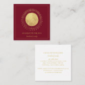 Roter Kreis der abstrakten goldenen Fohlen Quadratische Visitenkarte (Vorne/Hinten)