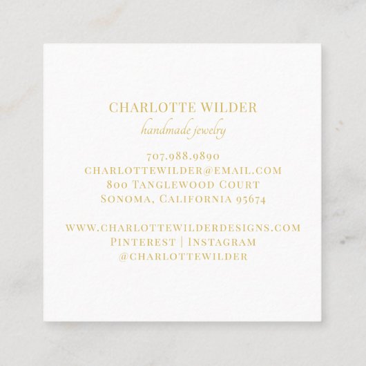 Roter Kreis der abstrakten goldenen Fohlen Quadratische Visitenkarte (Rückseite)