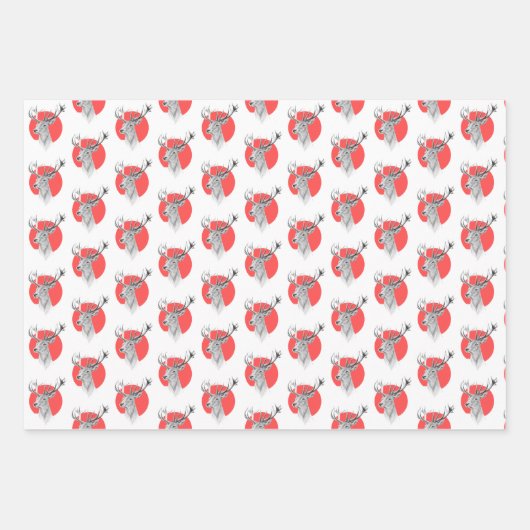 Roter Kreis Grüne Streifen Weihnachtsmuster Geschenkpapier Set (Vorderseite 3)