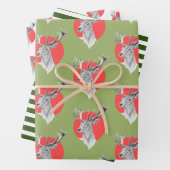 Roter Kreis Grüne Streifen Weihnachtsmuster Geschenkpapier Set (Beispiel)