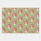 Roter Kreis Grüne Streifen Weihnachtsmuster Geschenkpapier Set (Vorderseite)