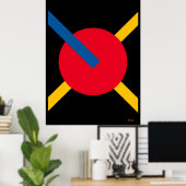 Roter Kreis mit Blau und Gelb Bars Bauhaus Poster (Heimbüro)