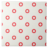 Roter Kreis-Punkt-Retro Entwurf Fliese (Vorderseite)