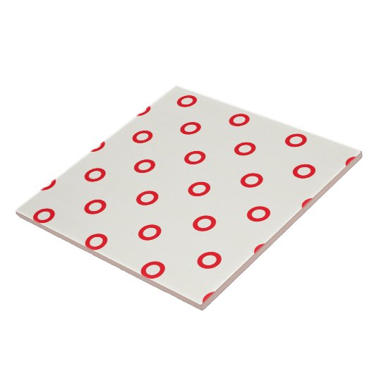 Roter Kreis-Punkt-Retro Entwurf Fliese (Seite)