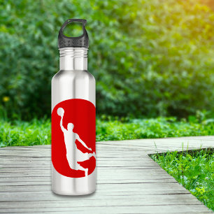 Roter Kreis-Silhouette-Basketball personalisiert Trinkflasche