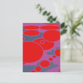 Roter Kreis und dunkelblaue lila abstrakte Kunst Postkarte (Stehend Vorderseite)