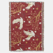 Roter Kronenkranich Sakura-Muster (1) Decke (Vorderseite Vertikal)