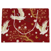 Roter Kronenkranich-Sakura-Muster (1) Große Geschenktüte (Vorderseite)