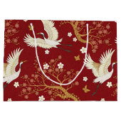 Roter Kronenkranich-Sakura-Muster (1) Große Geschenktüte (Rückseite)