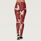 Roter Kronenkranich-Sakura-Muster (1) Leggings (Rückseite)