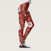 Roter Kronenkranich-Sakura-Muster (1) Leggings (Rechts)