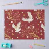 Roter Kronenkranich-Sakura-Muster (1) Seidenpapier (Basteln)