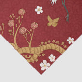 Roter Kronenkranich-Sakura-Muster (1) Seidenpapier (Detail)