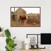 roter Kuhdruck mit Rand Poster (Heimbüro)
