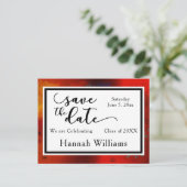 Roter, Künstlerischer, einzigartiger Abschluss Sav Ankündigungspostkarte (Stehend Vorderseite)