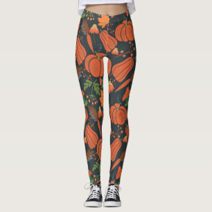 Roter Kürbis nahtlos Muster und Karotten Leggings