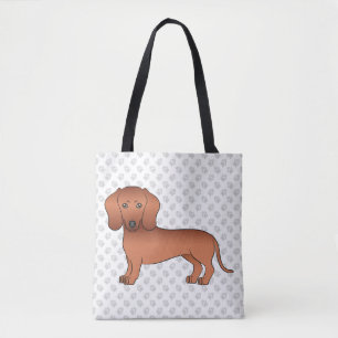 Roter Kurzhaar-Dachshund Süßer Cartoon-Hund & Pfot Tasche