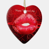 Roter Kuss Mich Lippen Valentine Keramikornament (Rechts)