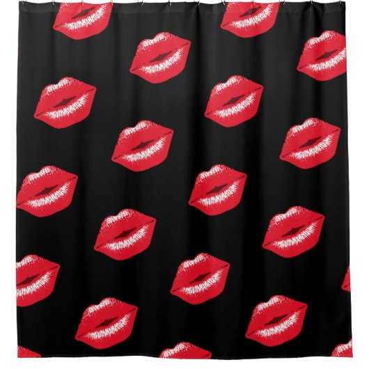 roter Kussmund Lippenstiftabdruck Duschvorhang (Vorderseite)