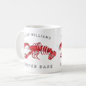 Roter Küstenhummer-mit Monogramm Name Kaffeetasse (Vorderseite Links)