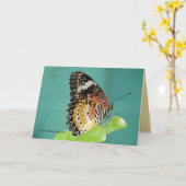 Roter Lacewing Buterfly Karte (Gelbe Blume)