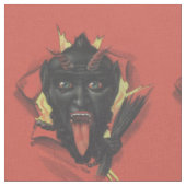 Roter lächelnder Krampus-Schalter Stoff (Nahaufnahme)