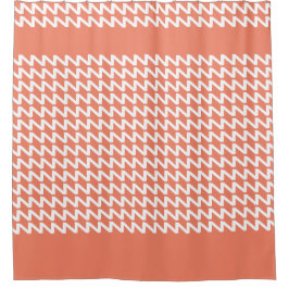 Roter Lachs und weiße moderne Sharp Waves Duschvorhang