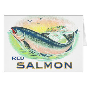Roter Lachs - Vintage-Lebensmittelkistenetikett