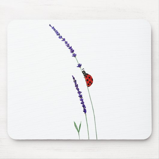 roter Ladybug und lila Lavendel Mousepad (Vorne)