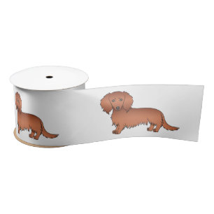 Roter Langhaar-Dachshund Süße Cartoon-Hunde Satinband