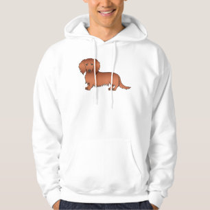 Roter Langhaar-Dachshund Süßer Cartoon-Hund Hoodie