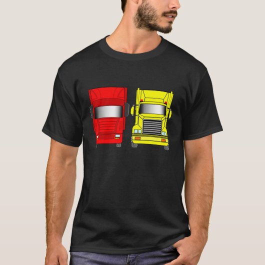 Roter Lastwagen-Gelb-Lastwagen T-Shirt (Vorderseite)