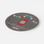 Roter Laternen-Campings-Geburtstag Pappteller (Schrägansicht)