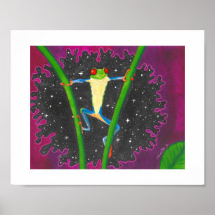 Roter Laubfrosch im Weltraum Poster