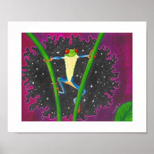 Roter Laubfrosch im Weltraum Poster (Vorne)