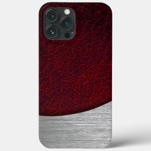 Roter Leder- und gebürsteter Stahl-Druck Case-Mate iPhone Hülle