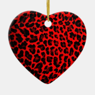 Roter Leopard-Druck Keramikornament