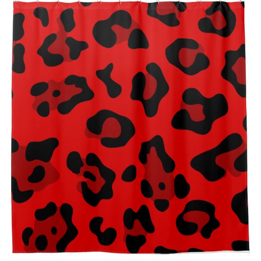 roter Leopard Duschvorhang (Vorderseite)